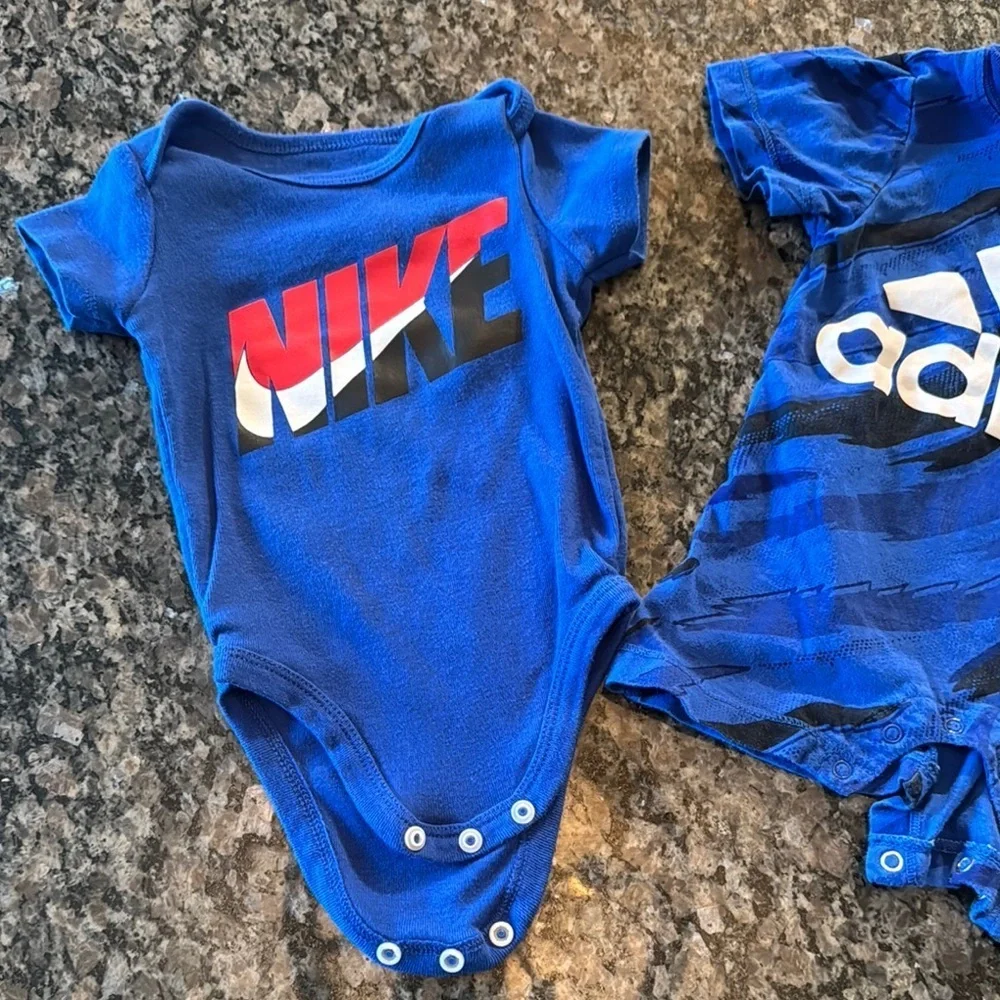 Nike and Adidas Kids One Pieces - Blue and Gray EUC 6M
